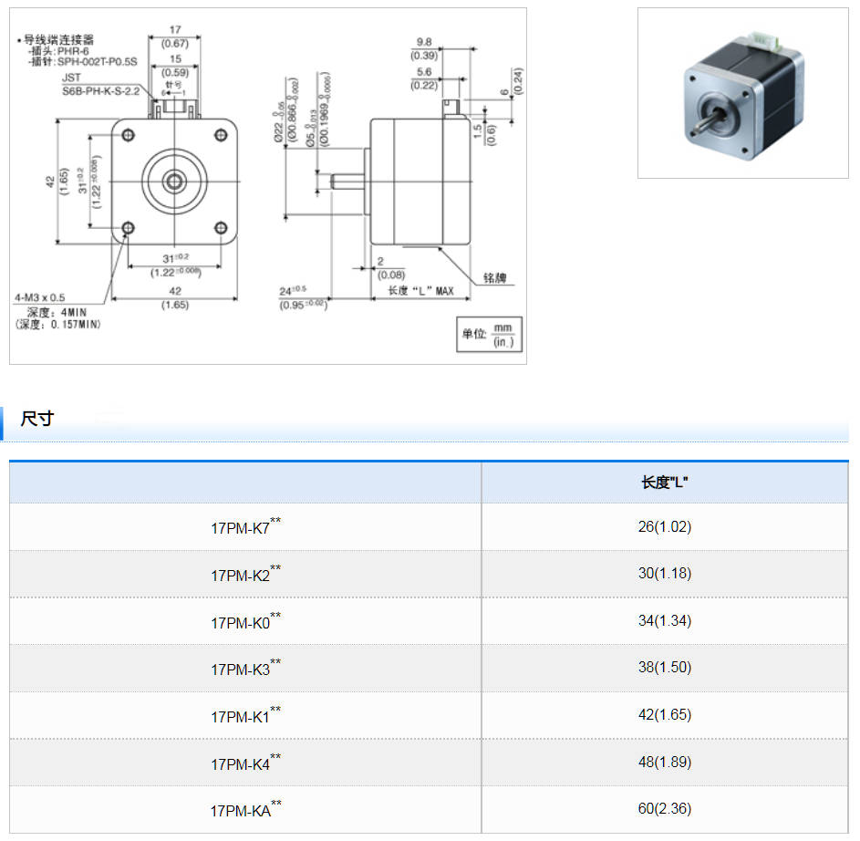 关于17PM-K049U步进电机的具体信息